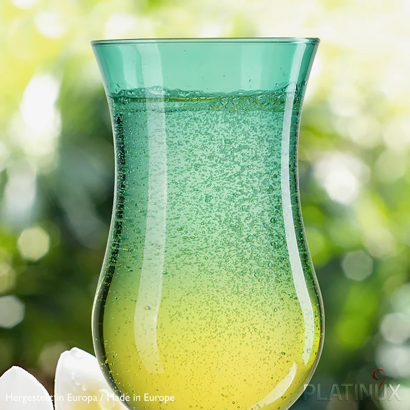 PLATINUX Cocktailgläser Grün-Gelb aus Glas Set 6 Stück 400ml (max.470ml)