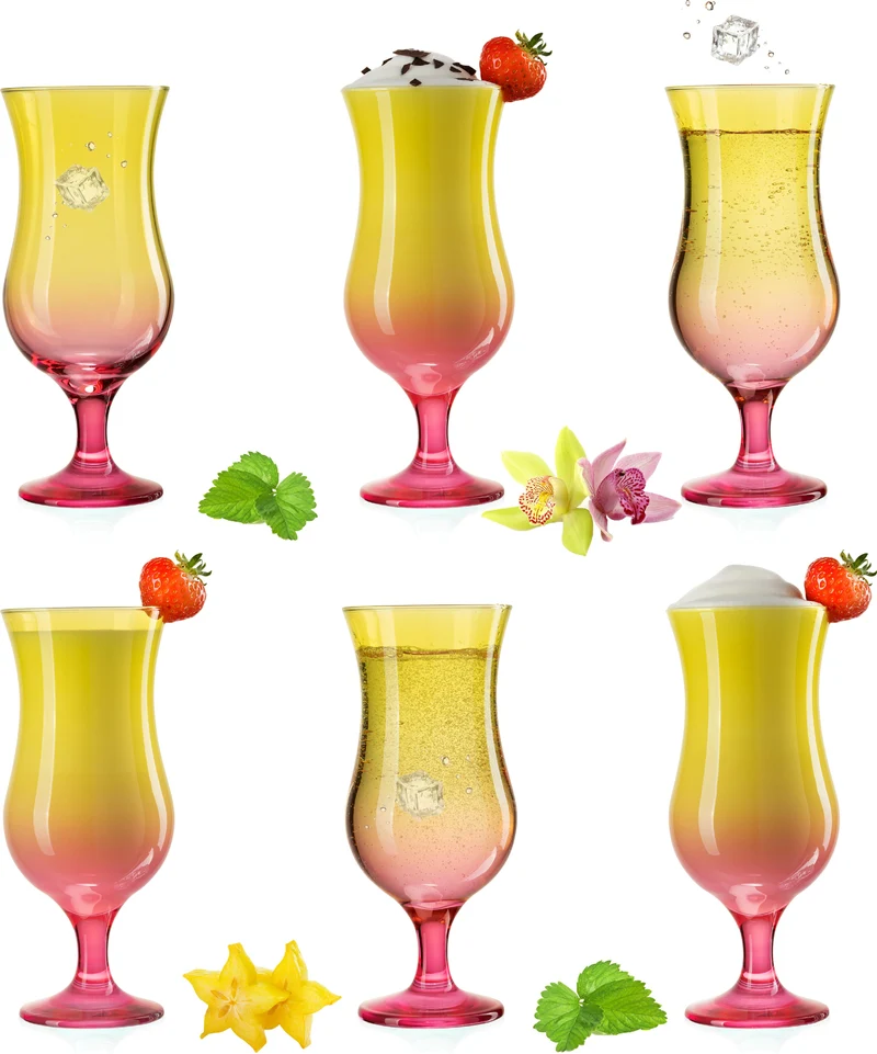 PLATINUX Cocktailgläser Gelb-Rosa aus Glas Set 6 Stück 400ml (max.470ml)