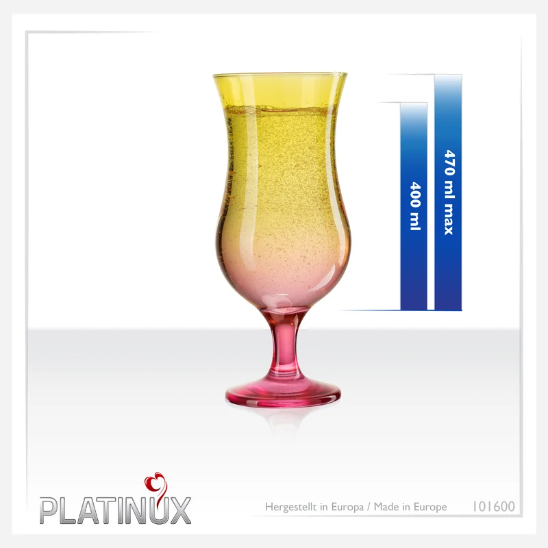 PLATINUX Cocktailgläser Gelb-Rosa aus Glas Set 6 Stück 400ml (max.470ml)