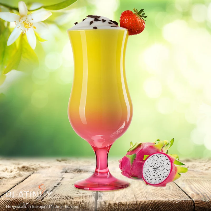 PLATINUX Cocktailgläser Gelb-Rosa aus Glas Set 6 Stück 400ml (max.470ml)