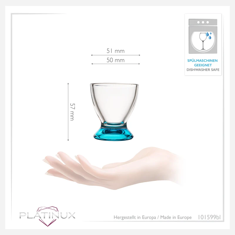 PLATINUX Blaue Eierbecher Set (6-Teilig) aus Glas Eierständer