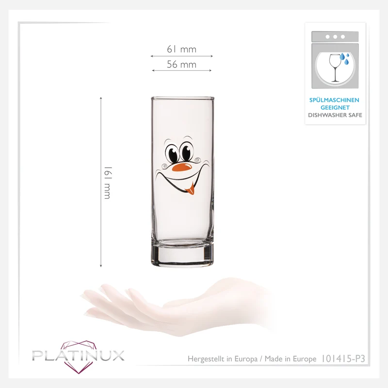PLATINUX Kölschgläser aus Glas 300ml (max. 335ml) Set 3 Teilig mit lustigen Gesichtern