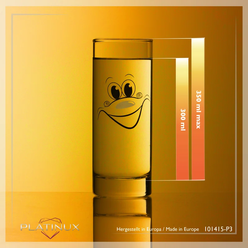 PLATINUX Kölschgläser aus Glas 300ml (max. 335ml) Set 3 Teilig mit lustigen Gesichtern
