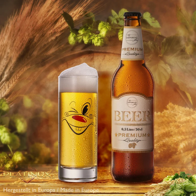 PLATINUX Kölschgläser aus Glas 300ml (max. 335ml) Set 3 Teilig mit lustigen Gesichtern