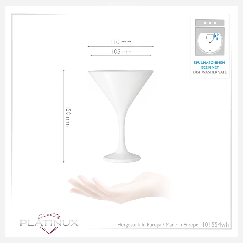 PLATINUX Weiße Martini Gläser 150ml Set 6-Teilig aus Glas