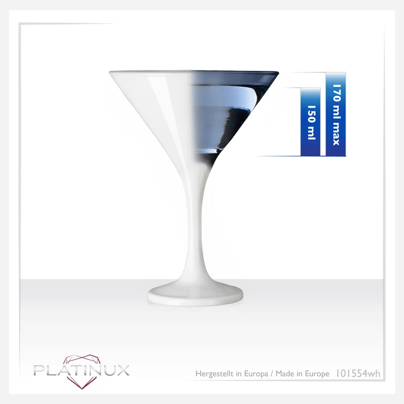 PLATINUX Weiße Martini Gläser 150ml Set 6-Teilig aus Glas