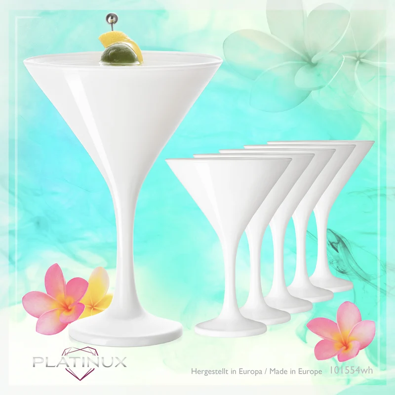 PLATINUX Weiße Martini Gläser 150ml Set 6-Teilig aus Glas