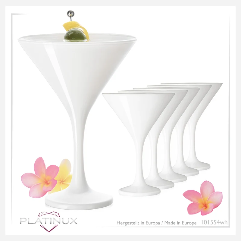 PLATINUX Weiße Martini Gläser 150ml Set 6-Teilig aus Glas