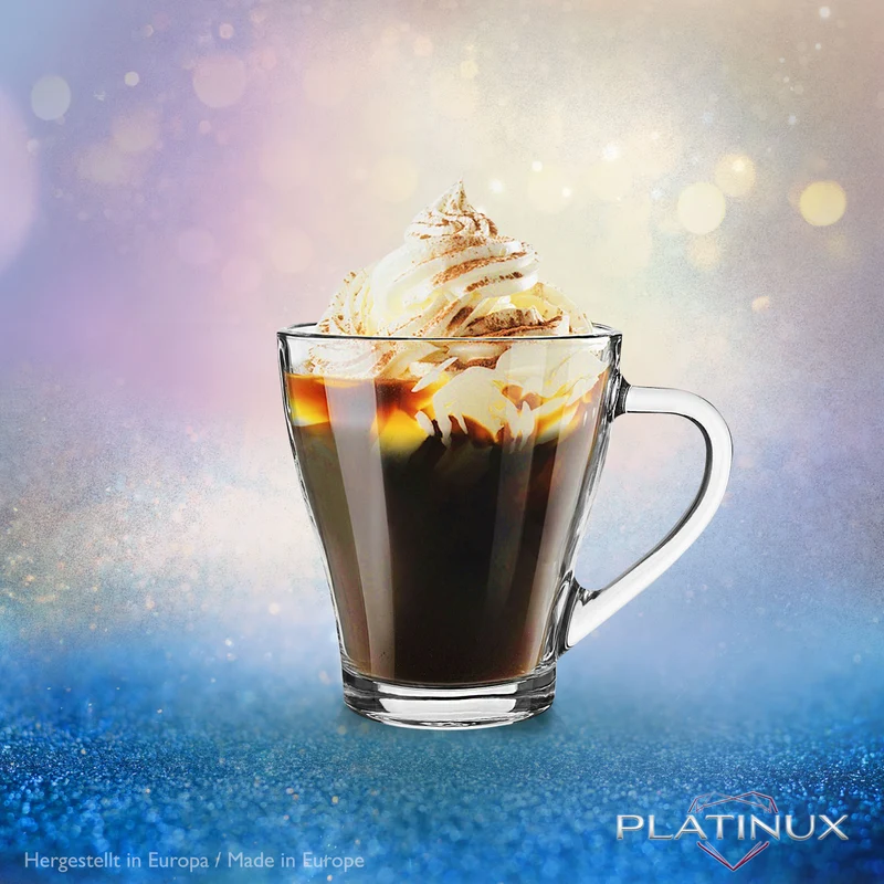 PLATINUX Kaffeegläser Teegläser mit Griff max.270ml Set 6-Teilig aus Glas