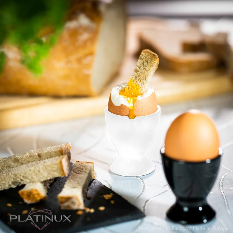 PLATINUX Schwarze & Weiße Eierbecher aus Glas Set 6-Teilig Eierständer
