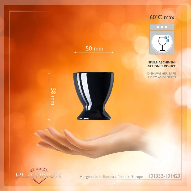 PLATINUX Schwarze & Weiße Eierbecher aus Glas Set 6-Teilig Eierständer