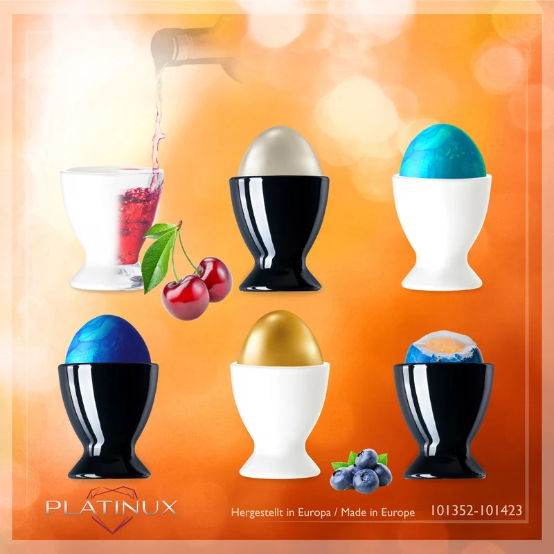 PLATINUX Schwarze & Weiße Eierbecher aus Glas Set 6-Teilig Eierständer