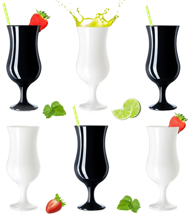 PLATINUX Schwarze & Weiße Cocktailgläser Set 6 Stück 400ml (max. 470ml)