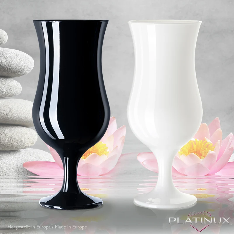 PLATINUX Schwarze & Weiße Cocktailgläser Set 6 Stück 400ml (max. 470ml)