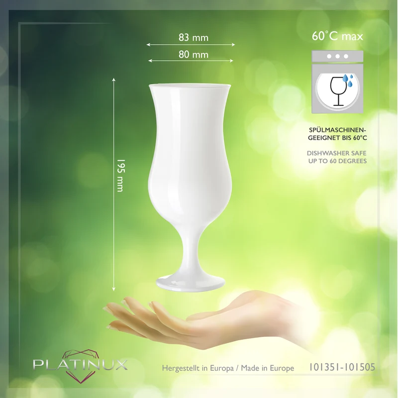 PLATINUX Schwarze & Weiße Cocktailgläser Set 6 Stück 400ml (max. 470ml)