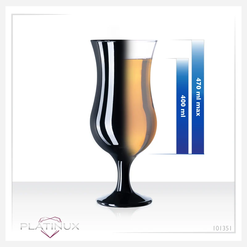 PLATINUX Schwarze & Weiße Cocktailgläser Set 6 Stück 400ml (max. 470ml)