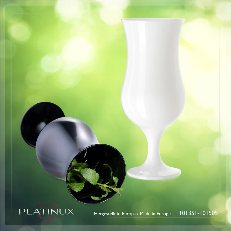 PLATINUX Schwarze & Weiße Cocktailgläser Set 6 Stück 400ml (max. 470ml)