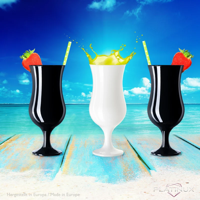 PLATINUX Schwarze & Weiße Cocktailgläser Set 6 Stück 400ml (max. 470ml)