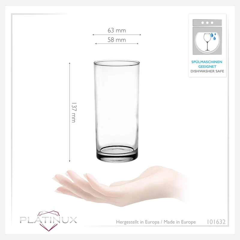 PLATINUX Trinkgläser aus Glas 280ml (max.300ml) Set 6-Teilig