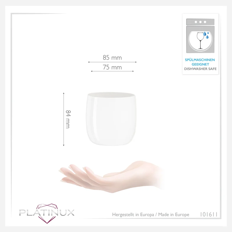 PLATINUX Elegante Weiße Trinkgläser aus Glas 260ml (max.320ml) Set 6 Teilig