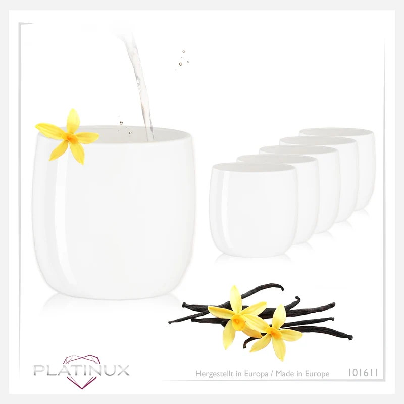 PLATINUX Elegante Weiße Trinkgläser aus Glas 260ml (max.320ml) Set 6 Teilig