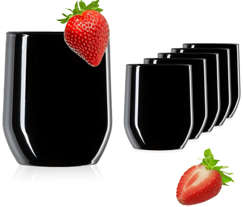 PLATINUX Schwarze Elegante Trinkgläser 300ml (max. 330ml) aus Glas Set 6 Teilig