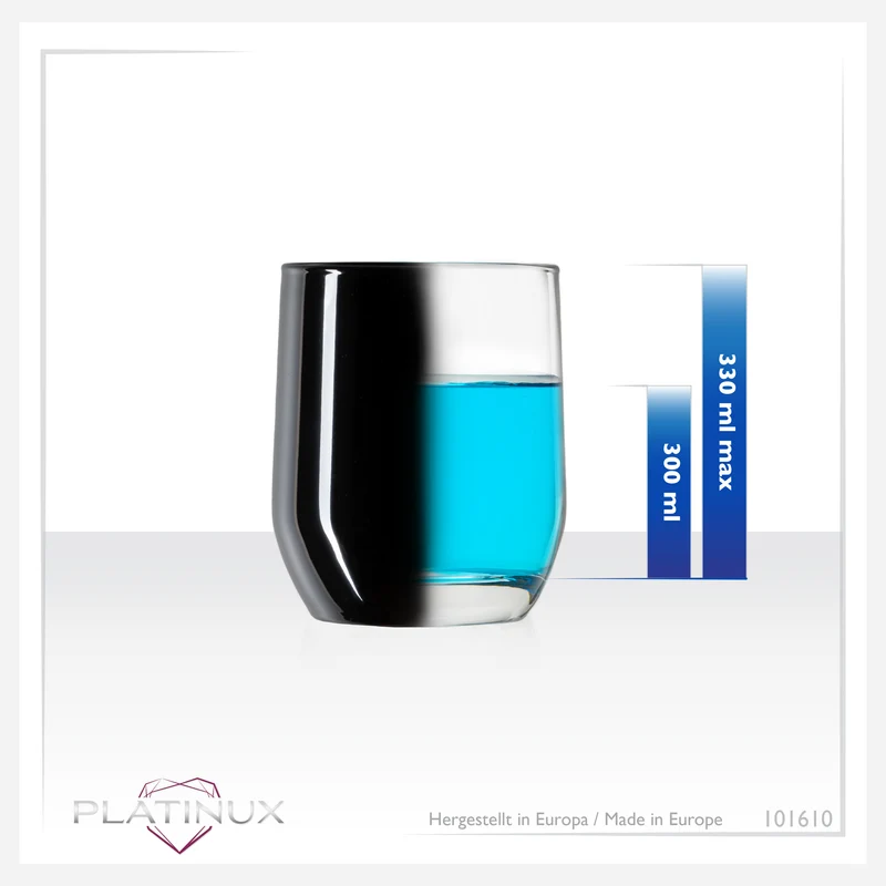 PLATINUX Schwarze Elegante Trinkgläser 300ml (max. 330ml) aus Glas Set 6 Teilig