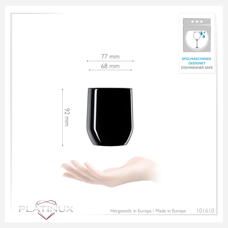 PLATINUX Schwarze Elegante Trinkgläser 300ml (max. 330ml) aus Glas Set 6 Teilig