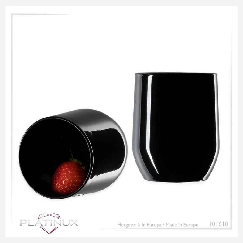 PLATINUX Schwarze Elegante Trinkgläser 300ml (max. 330ml) aus Glas Set 6 Teilig