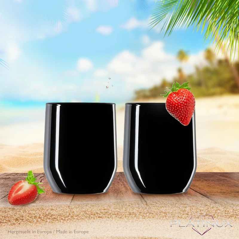 PLATINUX Schwarze Elegante Trinkgläser 300ml (max. 330ml) aus Glas Set 6 Teilig