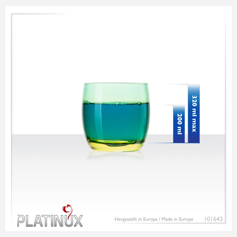 PLATINUX Trinkgläser Grün-Gelb aus Glas Bunt Set 6 Stück 200ml (max.320ml)