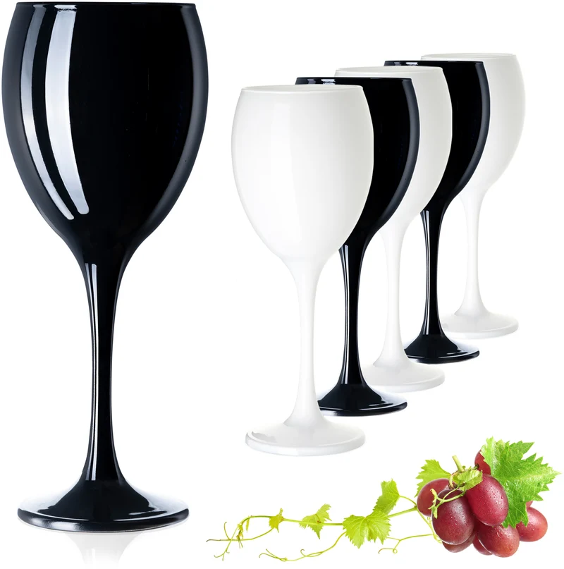 PLATINUX Schwarze & Weiße Weingläser aus Glas Set 6 Teilig 130ml (max. 320ml)