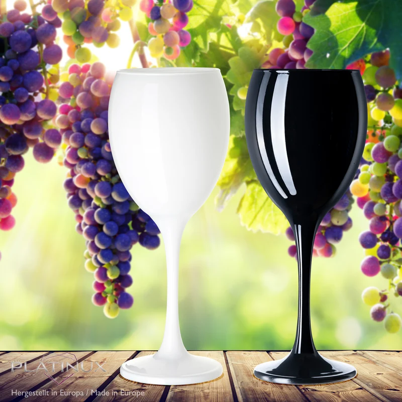 PLATINUX Schwarze & Weiße Weingläser aus Glas Set 6 Teilig 130ml (max. 320ml)