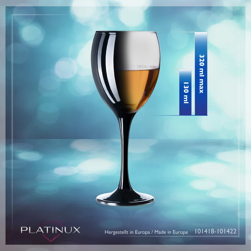 PLATINUX Schwarze & Weiße Weingläser aus Glas Set 6 Teilig 130ml (max. 320ml)