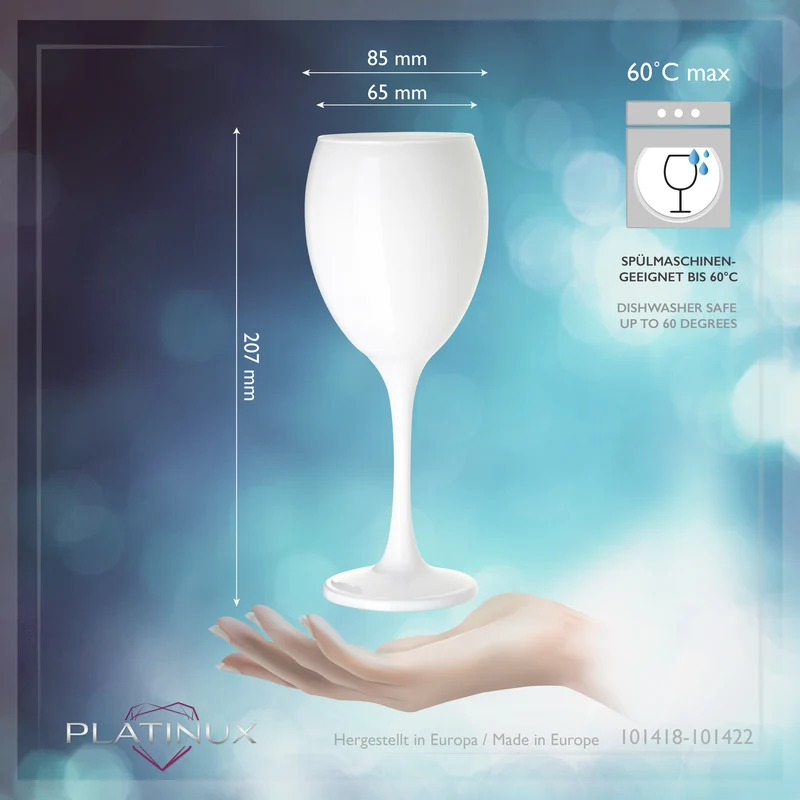 PLATINUX Schwarze & Weiße Weingläser aus Glas Set 6 Teilig 130ml (max. 320ml)