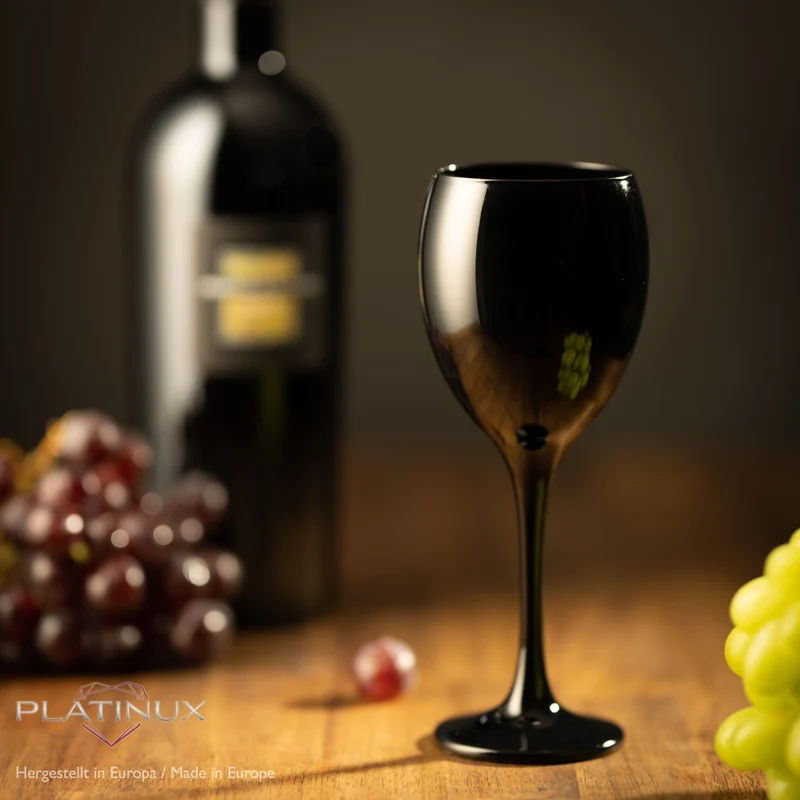PLATINUX Schwarze & Weiße Weingläser aus Glas Set 6 Teilig 130ml (max. 320ml)