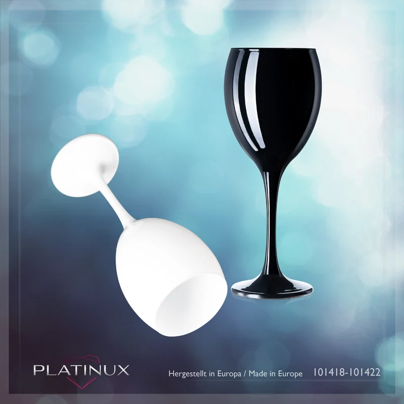 PLATINUX Schwarze & Weiße Weingläser aus Glas Set 6 Teilig 130ml (max. 320ml)