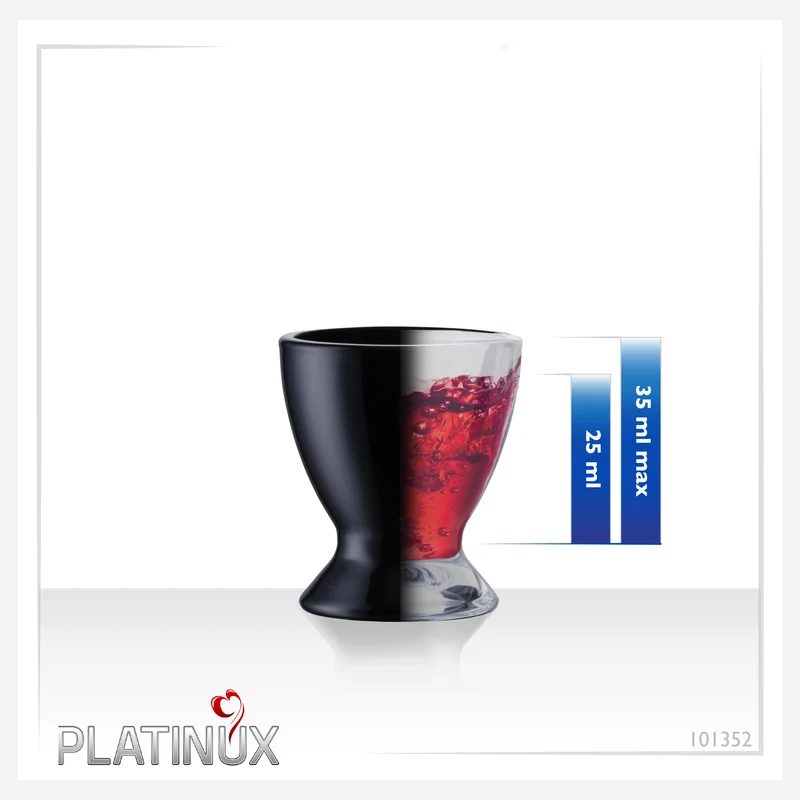 PLATINUX Schwarze Eierbecher aus Glas Set 6-Teilig Eierständer Egg-Cup max. 35ml