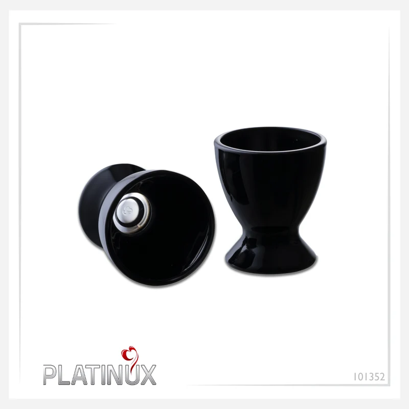 PLATINUX Schwarze Eierbecher aus Glas Set 6-Teilig Eierständer Egg-Cup max. 35ml