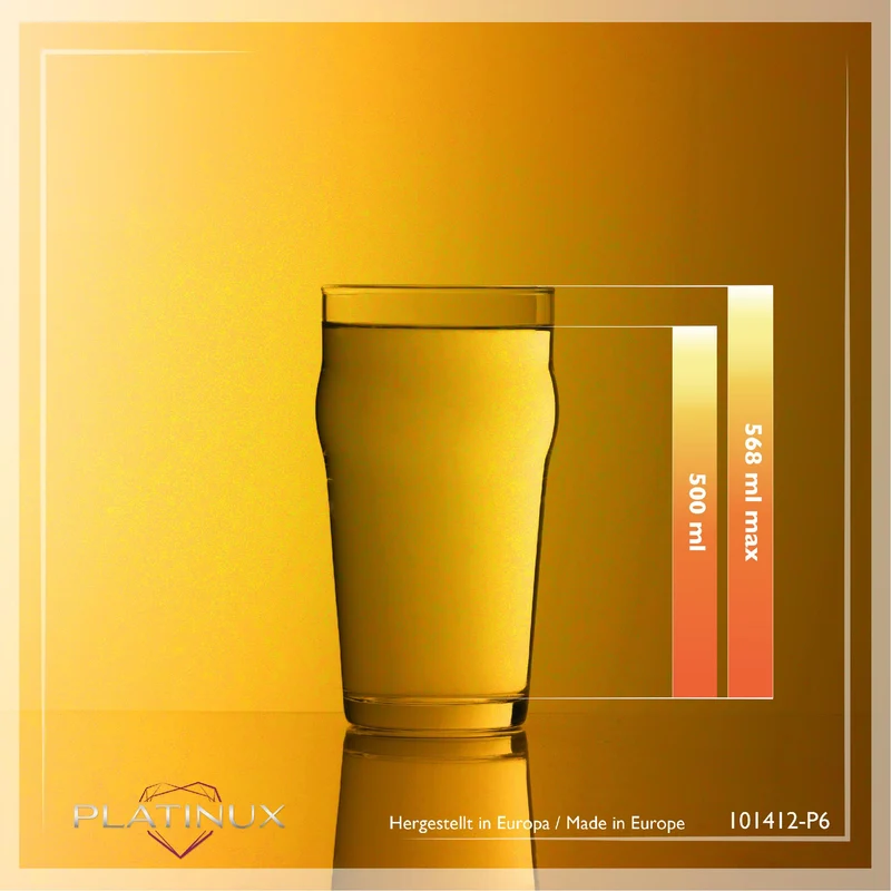 PLATINUX Biergläser Set 6 Stück 500ml (max. 568ml) Weizengläser aus Glas