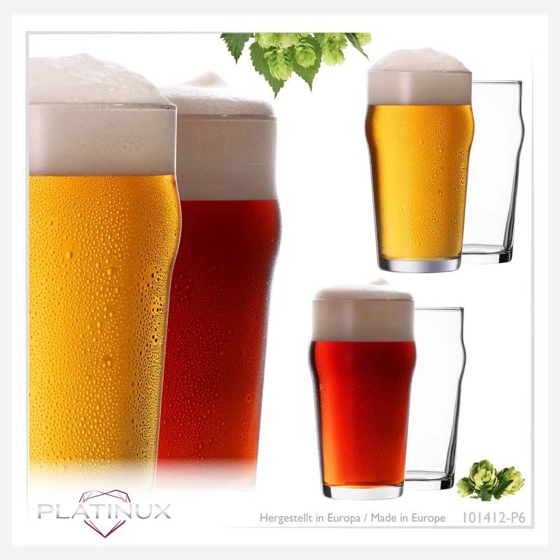 PLATINUX Biergläser Set 6 Stück 500ml (max. 568ml) Weizengläser aus Glas