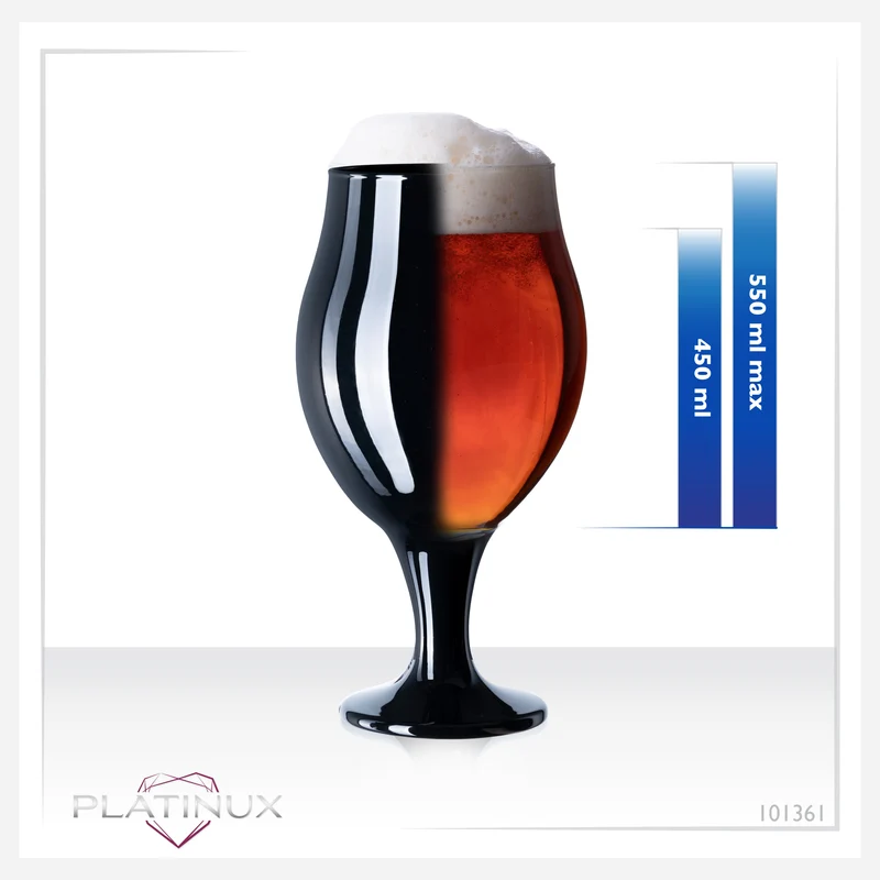 PLATINUX Schwarze Biertulpen Biergläser Set 6 Teilig 450ml (max. 550ml) aus Glas