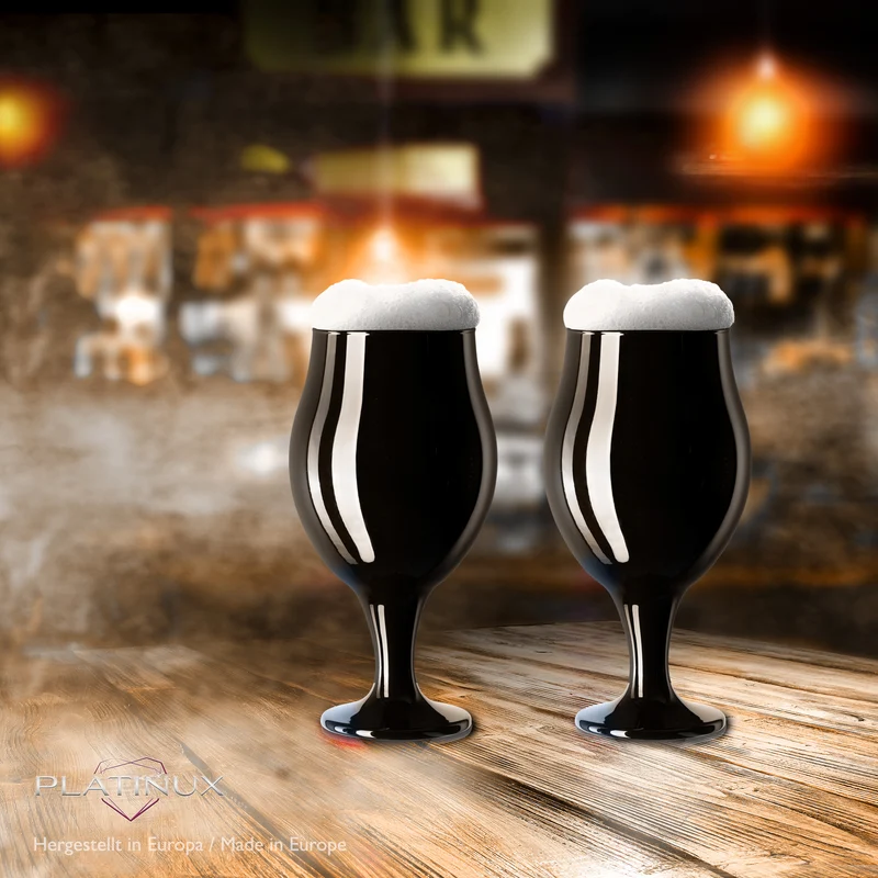 PLATINUX Schwarze Biertulpen Biergläser Set 6 Teilig 450ml (max. 550ml) aus Glas