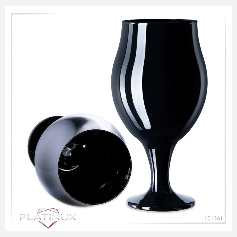 PLATINUX Schwarze Biertulpen Biergläser Set 6 Teilig 450ml (max. 550ml) aus Glas