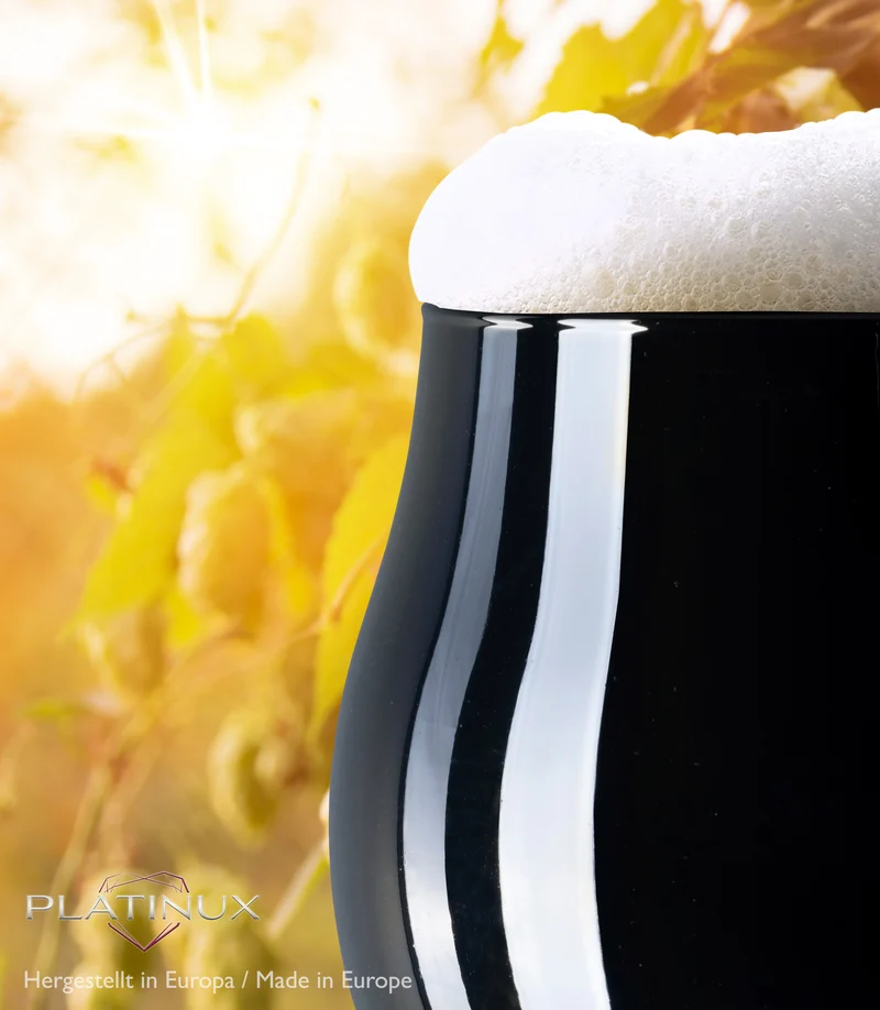 PLATINUX Schwarze Biertulpen Biergläser Set 6 Teilig 450ml (max. 550ml) aus Glas