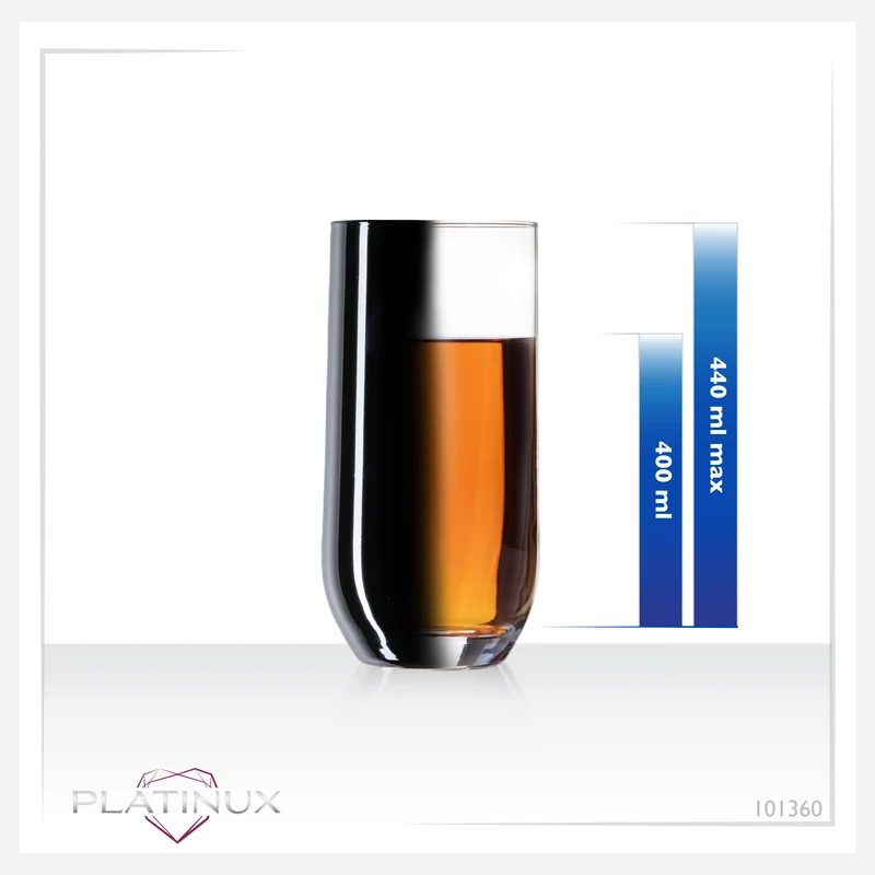 PLATINUX Schwarze Elegante Trinkgläser 360ml (max. 440ml) Set 6 Teilig aus Glas