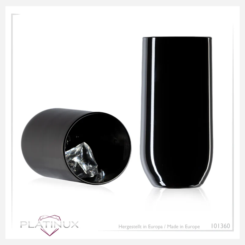 PLATINUX Schwarze Elegante Trinkgläser 360ml (max. 440ml) Set 6 Teilig aus Glas