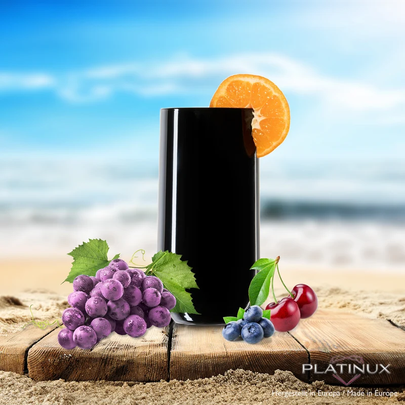 PLATINUX Schwarze Elegante Trinkgläser 360ml (max. 440ml) Set 6 Teilig aus Glas