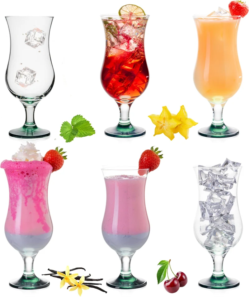 PLATINUX Cocktailgläser mit Ombré Effekt Grün 400ml (max. 470ml) Set 6 Teilig