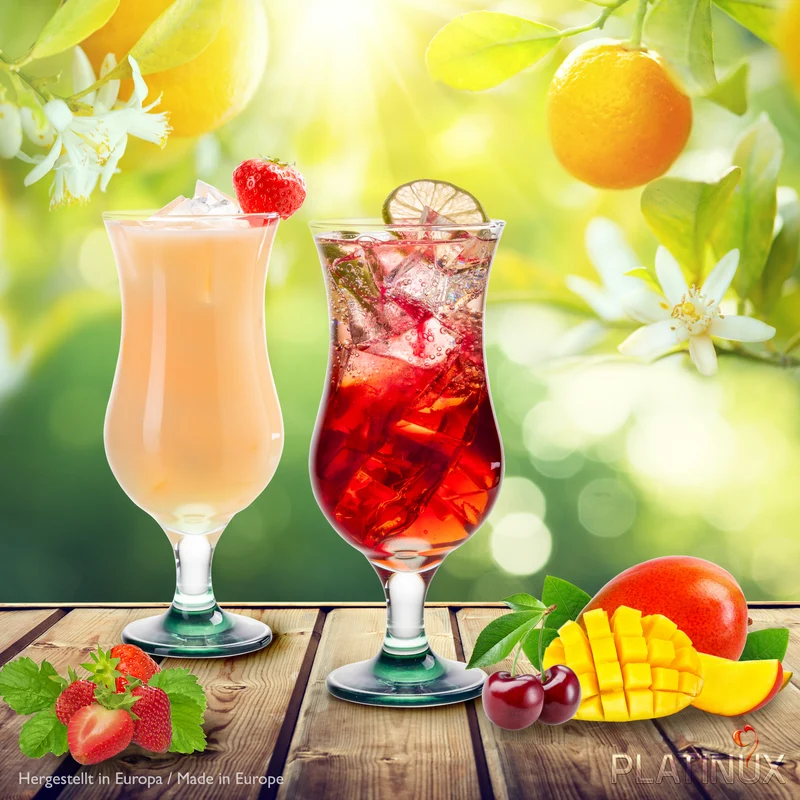 PLATINUX Cocktailgläser mit Ombré Effekt Grün 400ml (max. 470ml) Set 6 Teilig